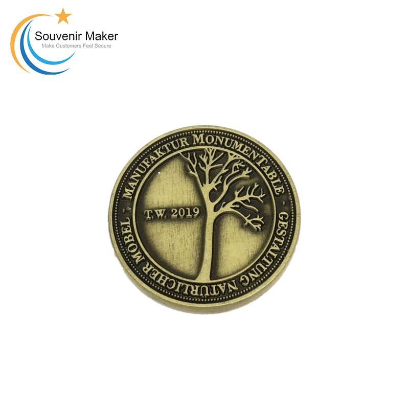 Custom Tree Antique Brass Challenge Coin