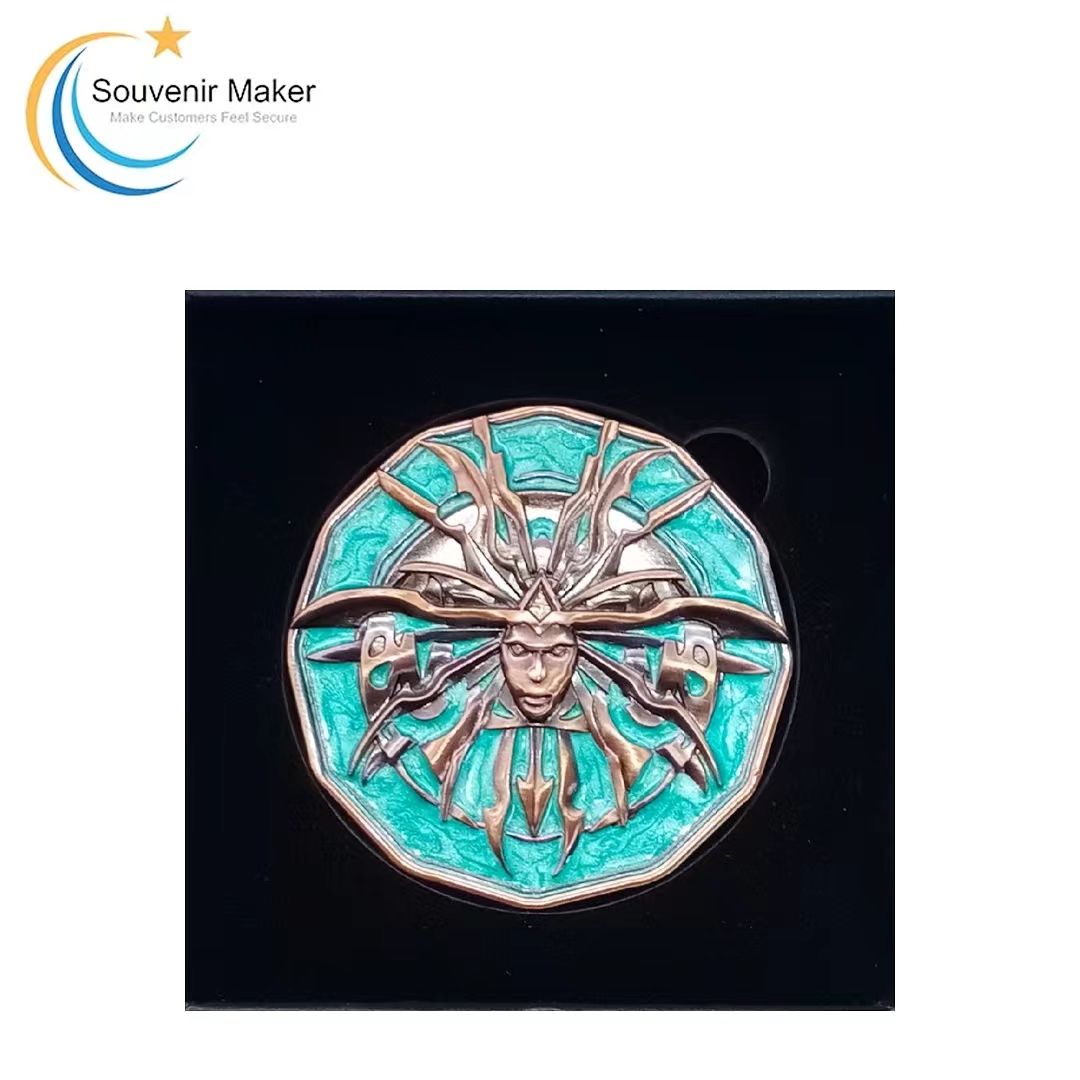 Custom Antique Copper 3D Wizard Challenge Coin